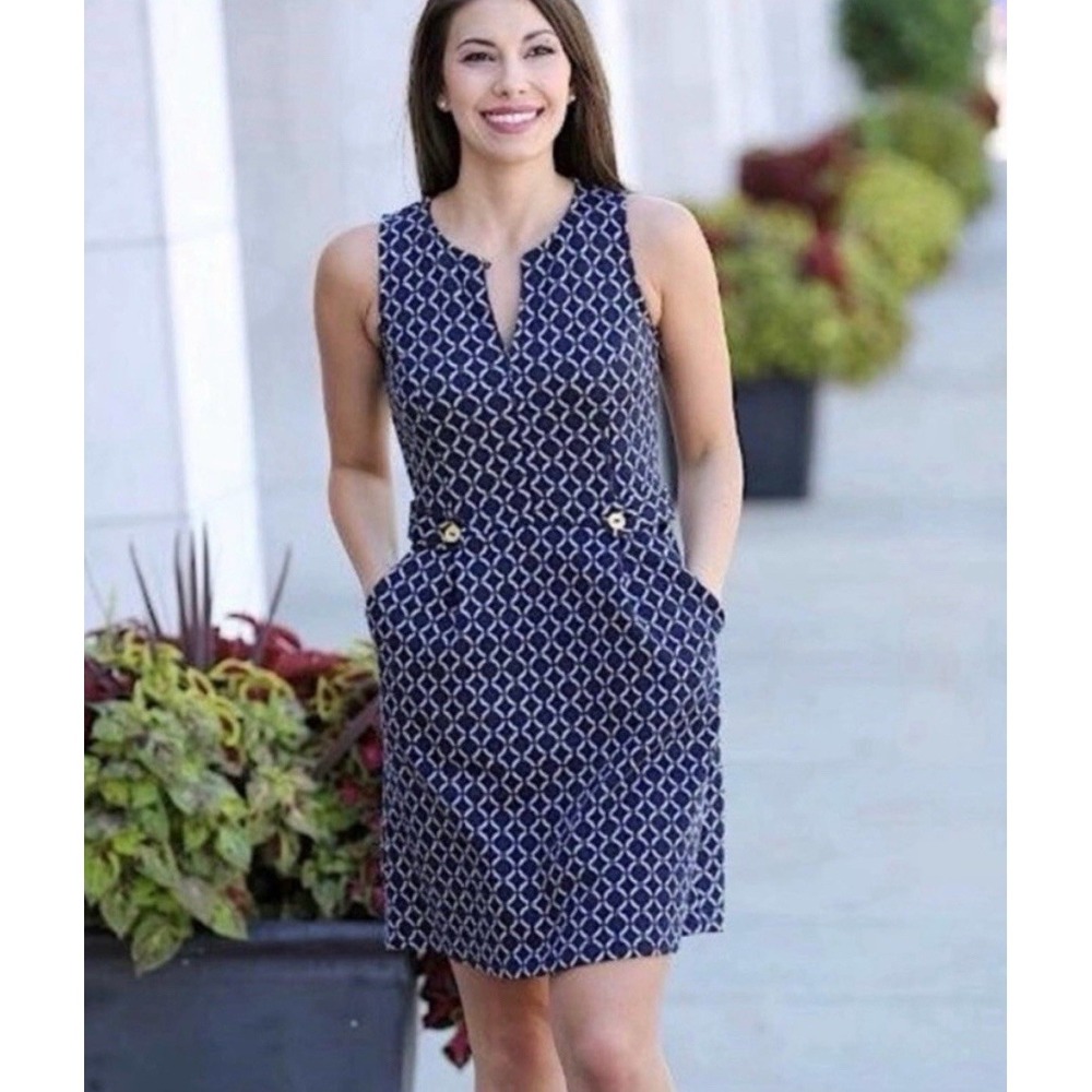 Anthropologie Tabitha Women's Navy‎ Lorel Sleeveless Dress Pockets Size 6 $158